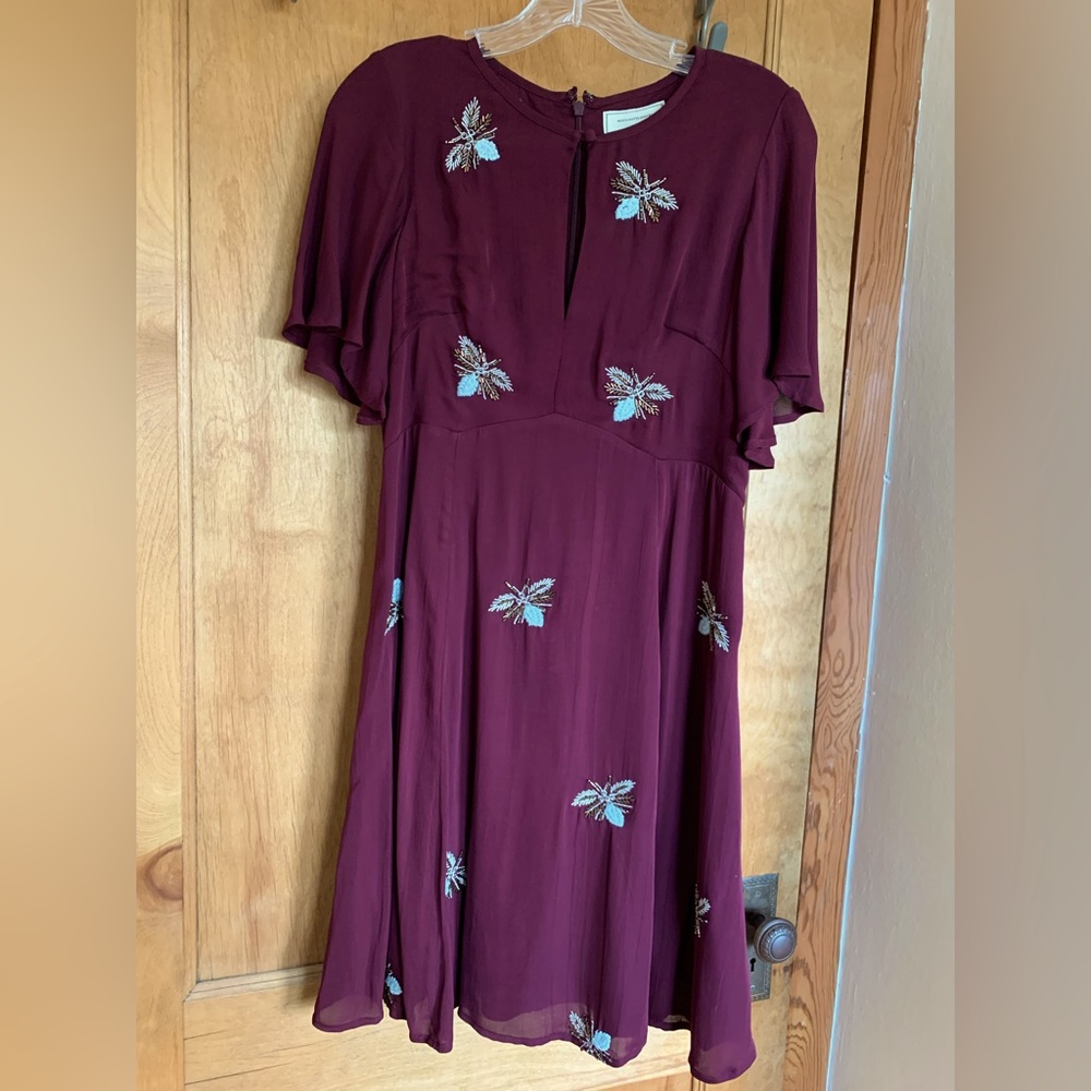 Moulinette Souers Anthropologie Dress, deep purple, size 2P